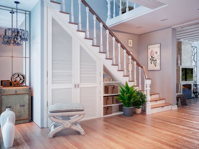 Размещение шкафа под лестницей - «Декор»