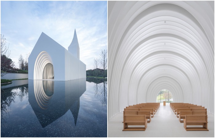 Слияние наследия и современности: в Китае открылась церковь, «растворяющаяся» в дымке тумана - Архитектура и интерьер